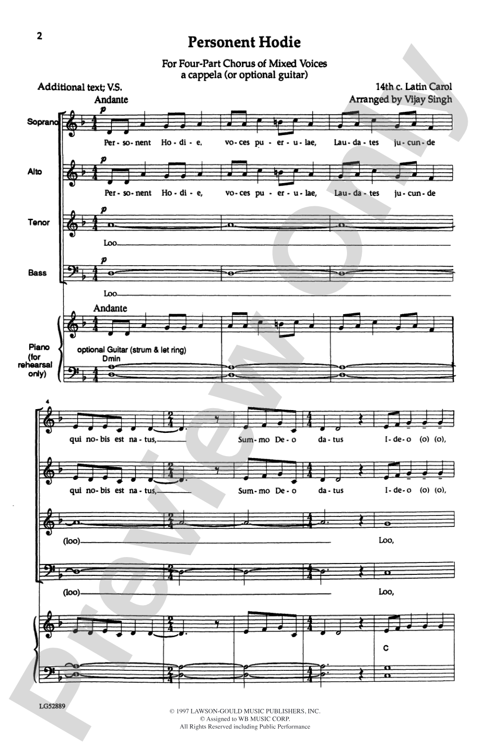 Personet Hodie: SATB Choral Octavo