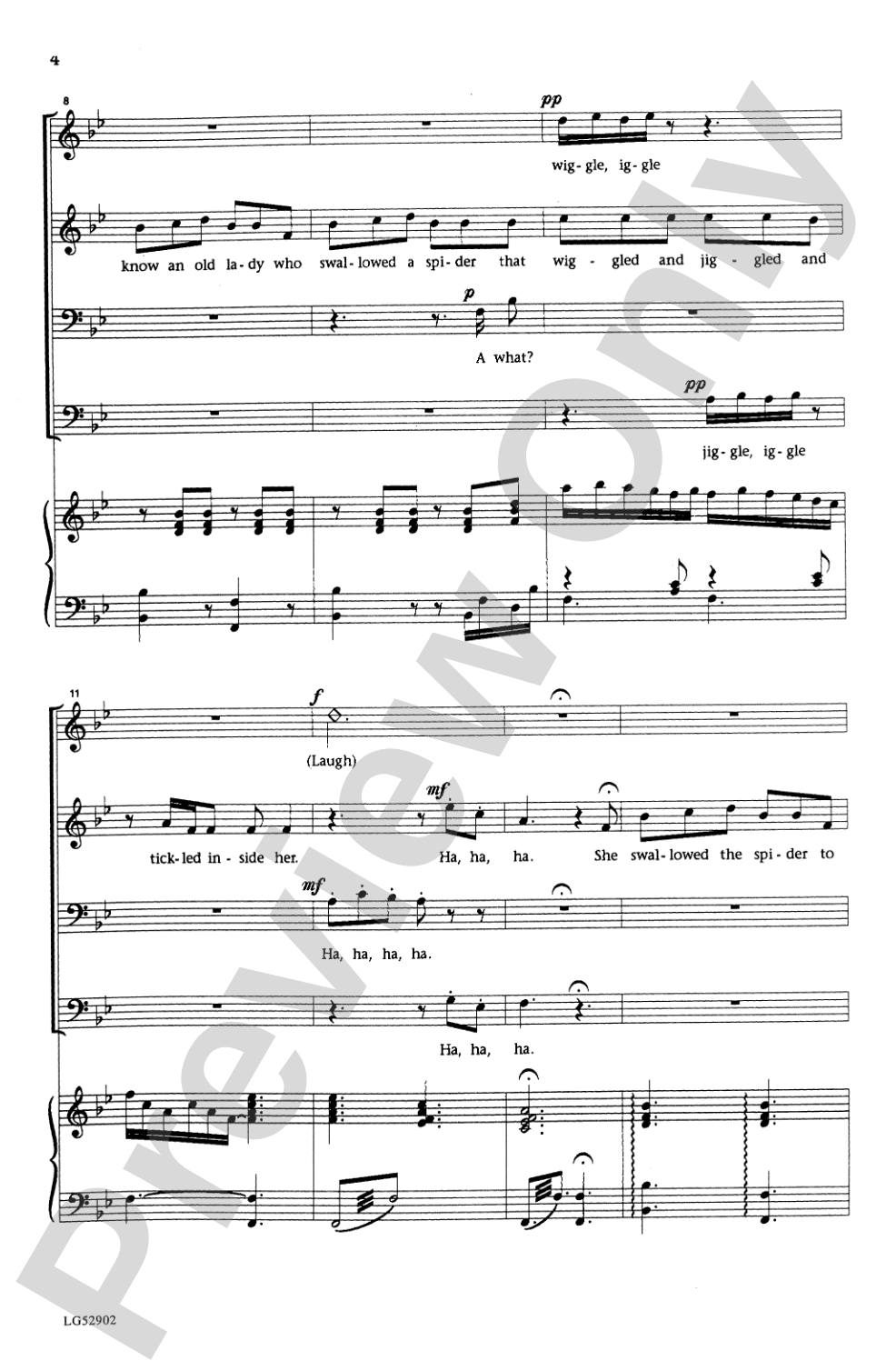 I Know an Old Lady Who Swallowed a Fly: TTBB Choral Octavo