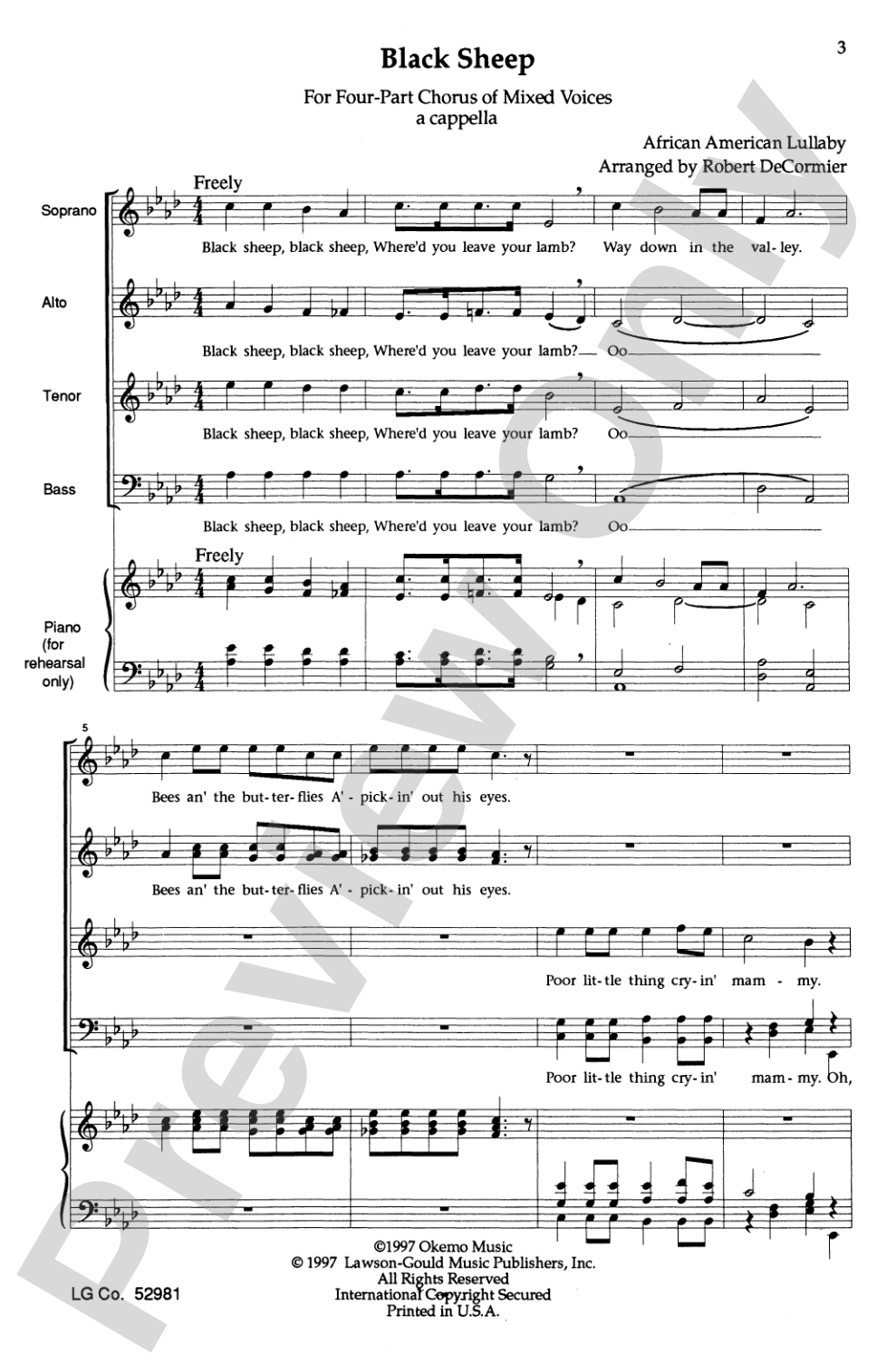 Black Sheep: SATB Choral Octavo