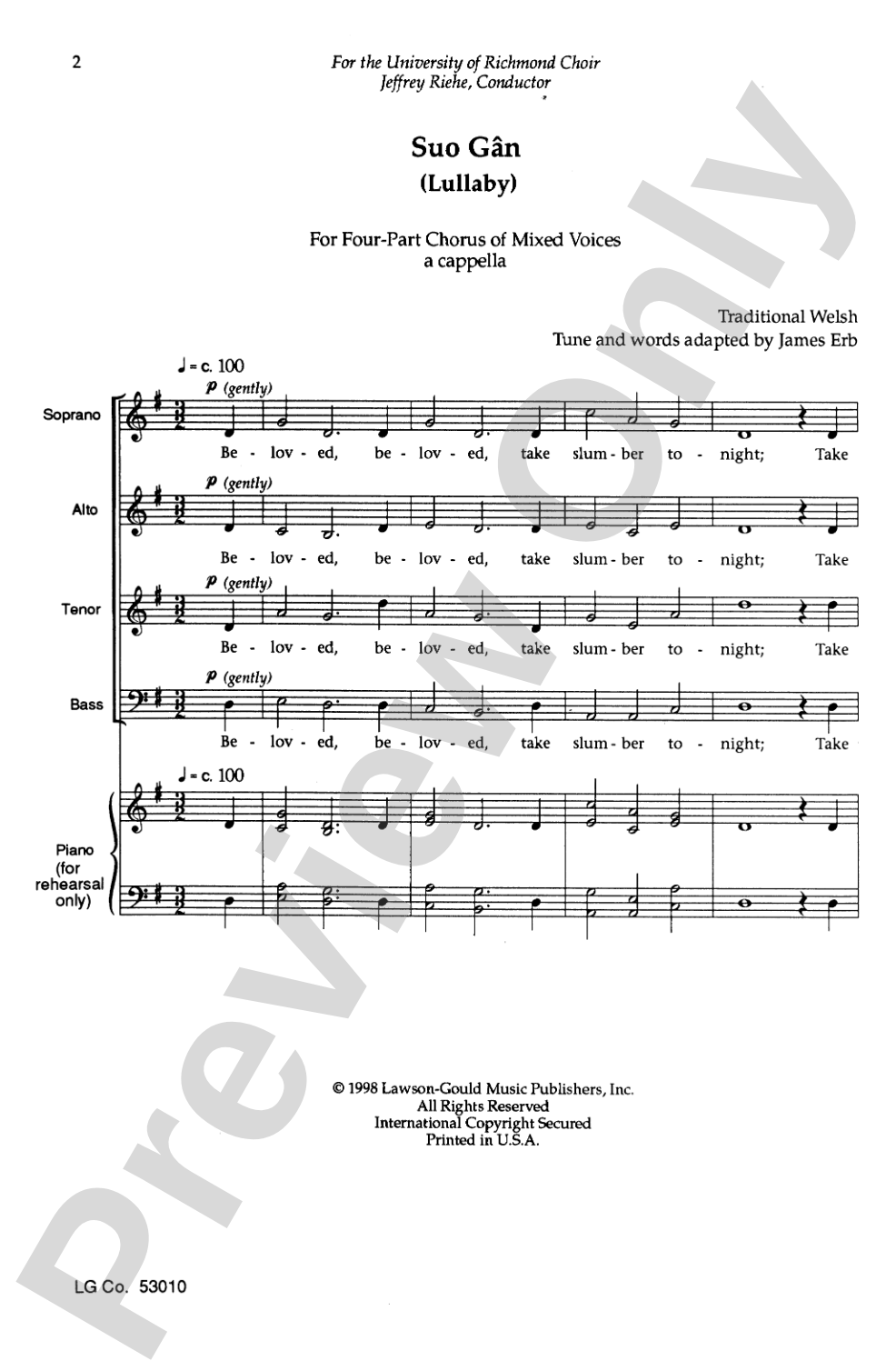 Suo-Gan: SATB Choral Octavo