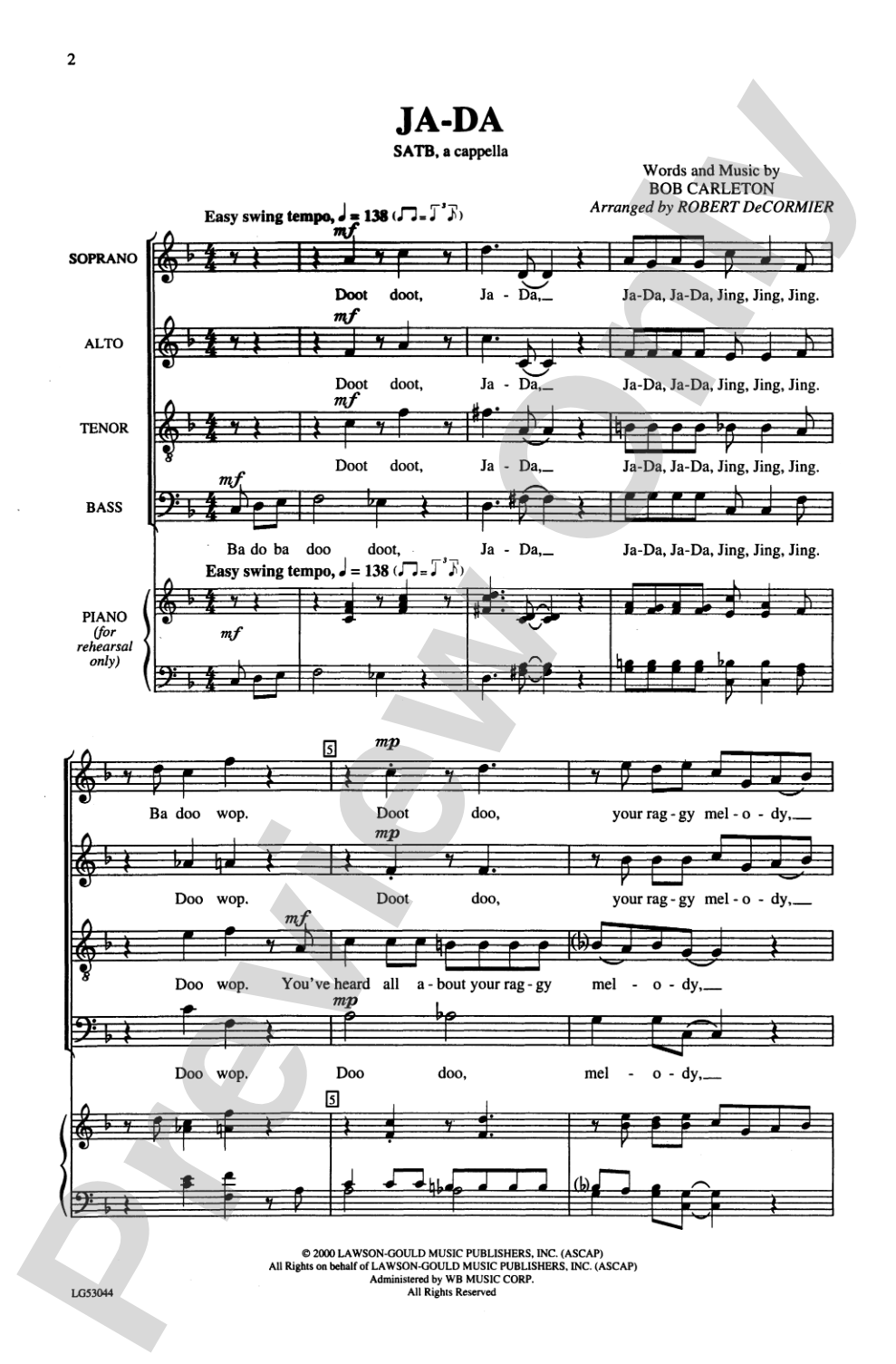Ja-Da: SATB, <I>a cappella</I> Choral Octavo