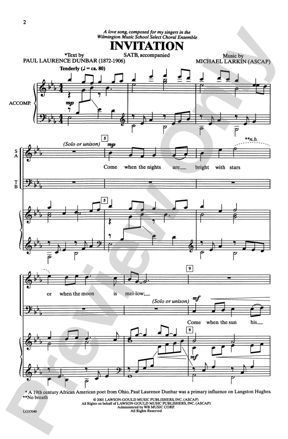 Invitation: SATB Choral Octavo