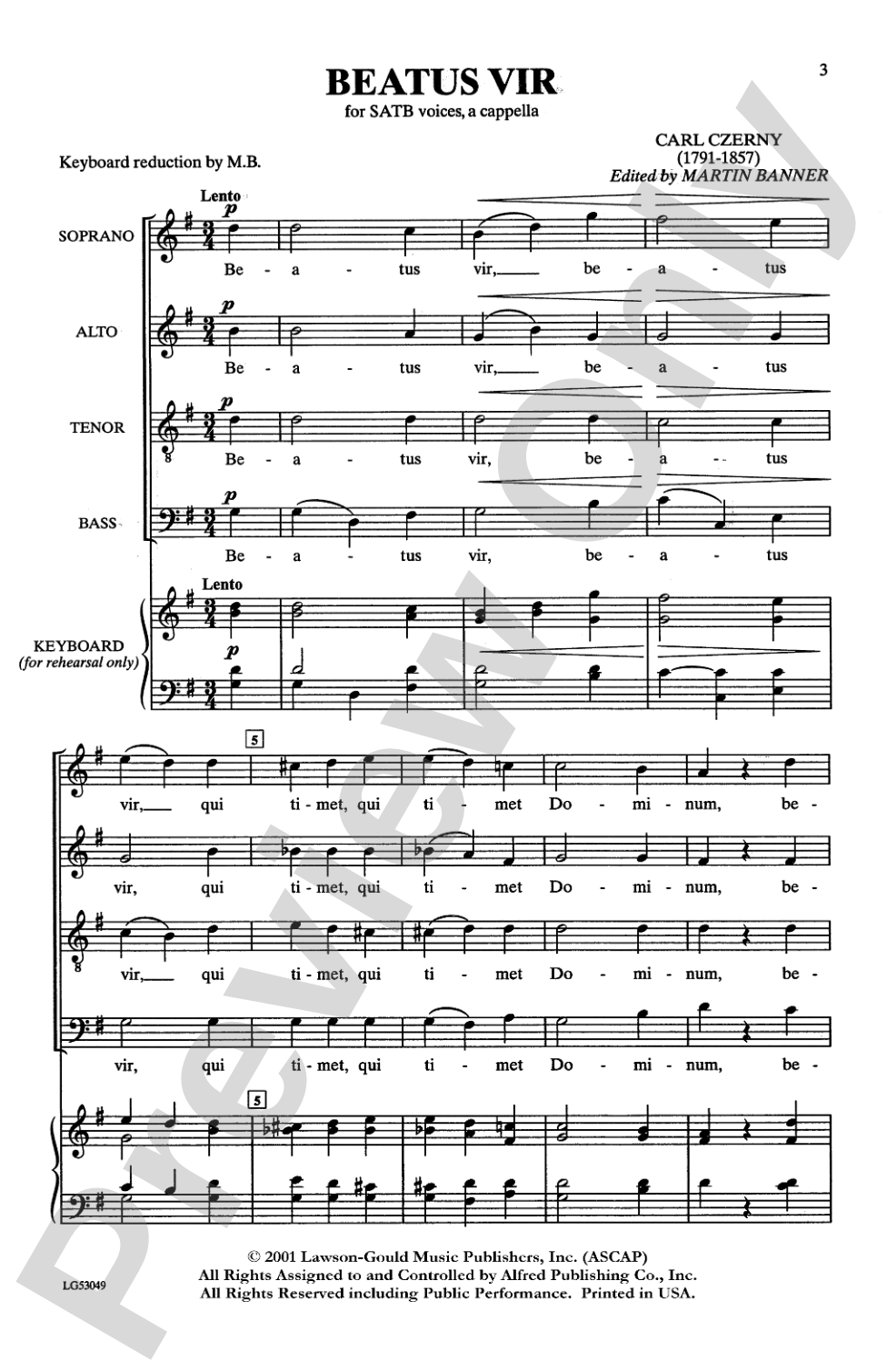 Beatus Vir: SATB, <I>a cappella</I> Choral Octavo