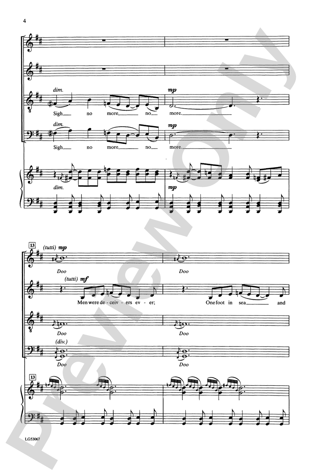 Hey, Nonny, Nonny (from <I>Three Shakespeare Songs</I>): SATB Choral Octavo