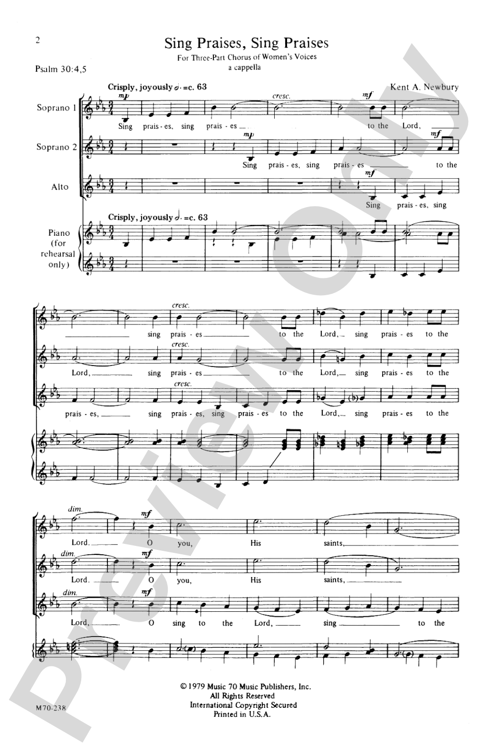 Sing Praises, Sing Praises: SSA Choral Octavo