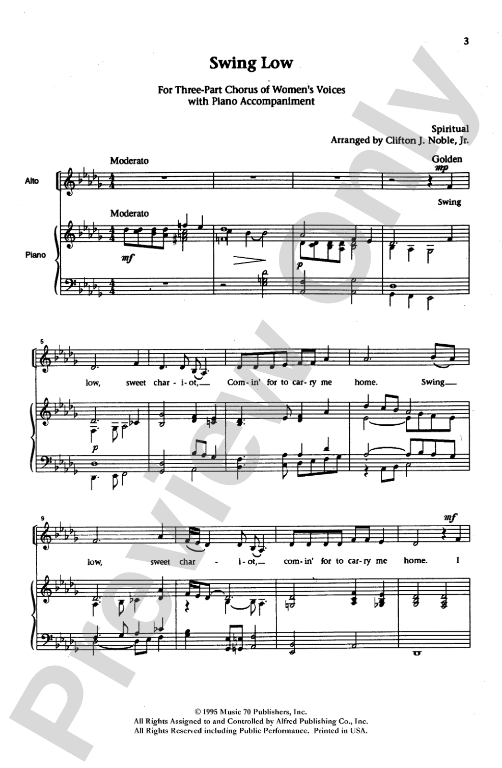 Swing Low: SSA Choral Octavo