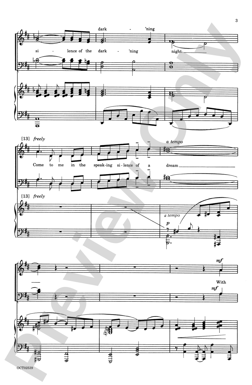 The Silence of the Night: SATB Choral Octavo