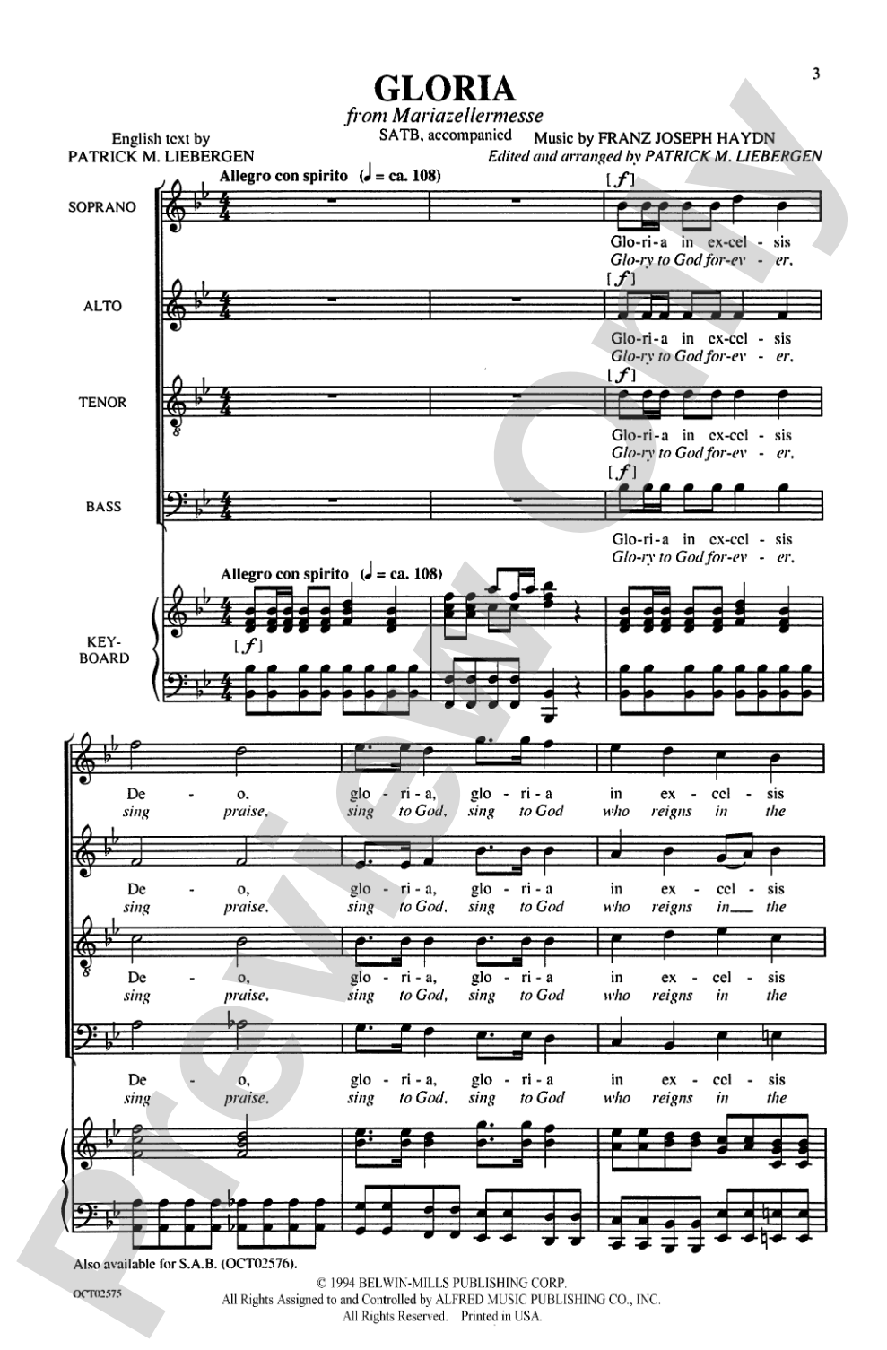 Gloria: SATB Choral Octavo