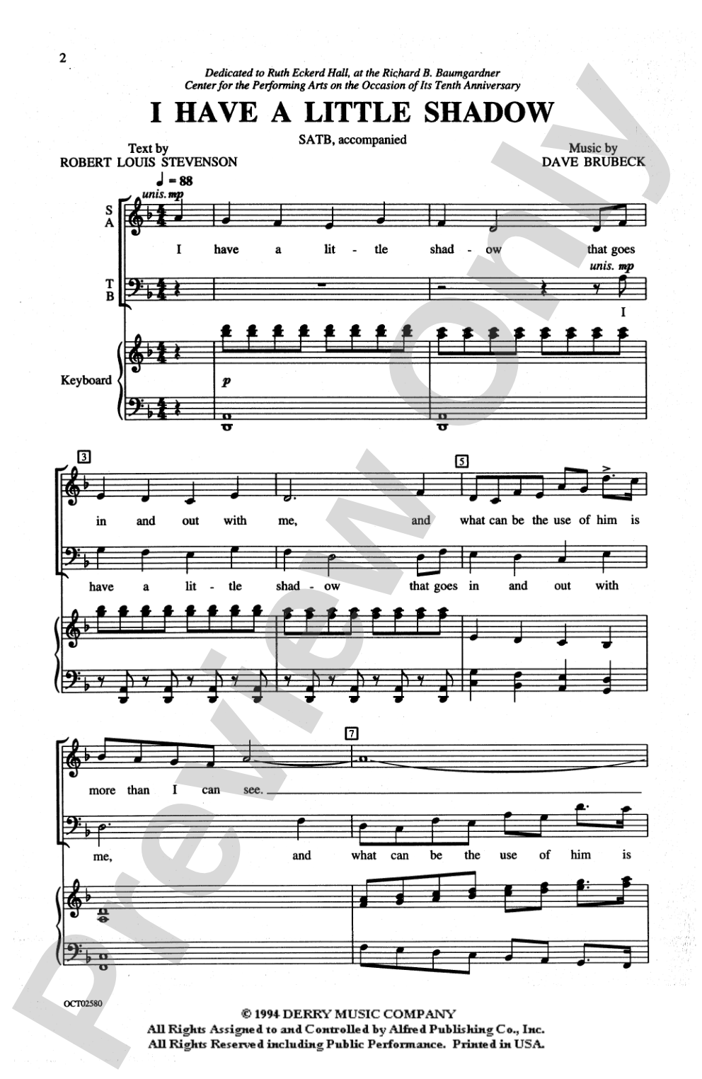 I Have a Little Shadow: SATB Choral Octavo