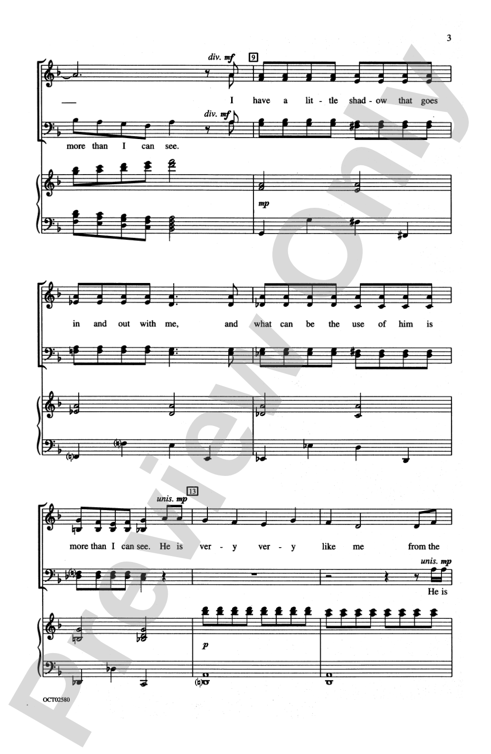 I Have a Little Shadow: SATB Choral Octavo