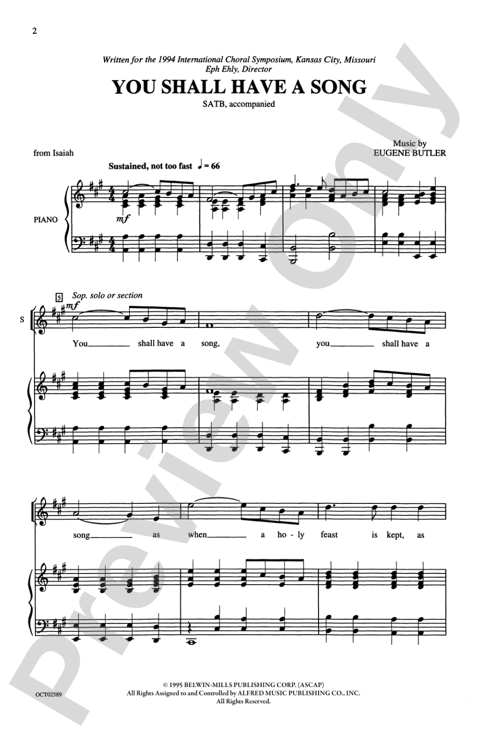 You Shall Have a Song: SATB Choral Octavo