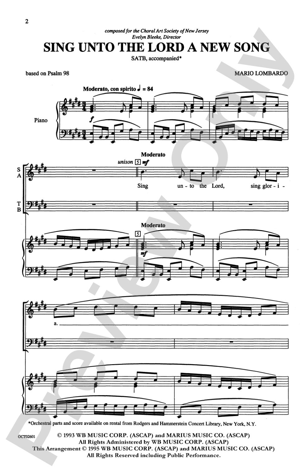 Sing Unto the Lord a New Song (from <I>Three Psalms</I>): SATB Choral Octavo