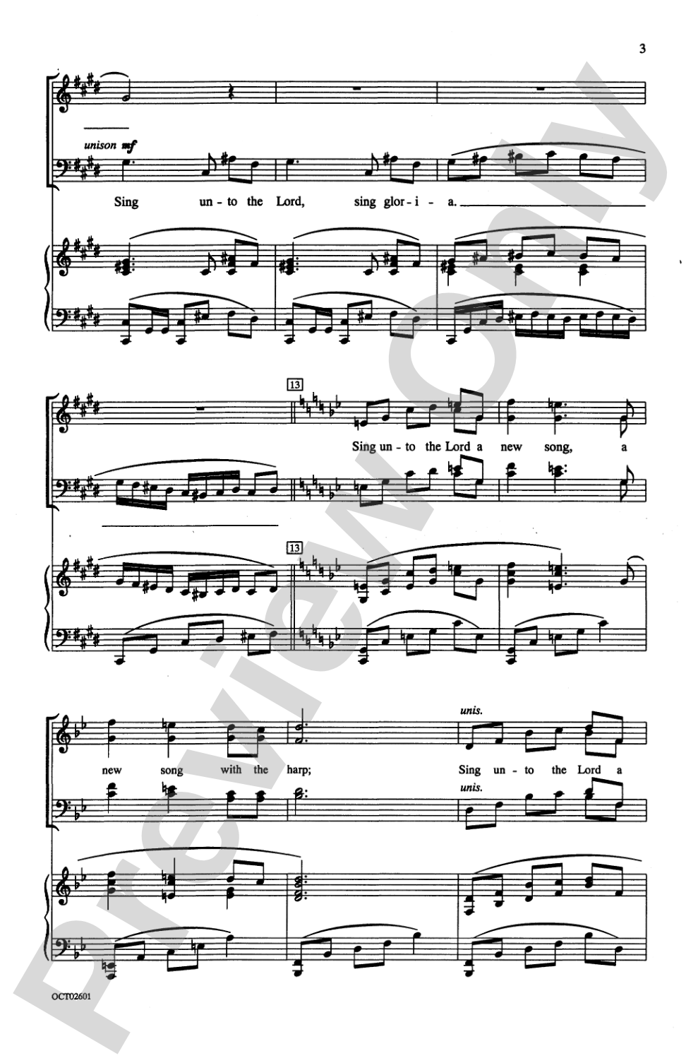 Sing Unto the Lord a New Song (from <I>Three Psalms</I>): SATB Choral Octavo