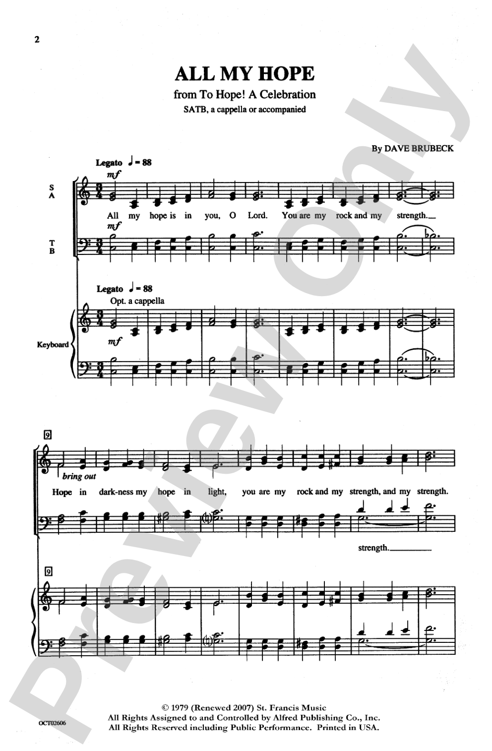 All My Hope (from <I>To Hope! A Celebration</I>): SATB, <I>a cappella</I> or Accompanied Choral Octavo