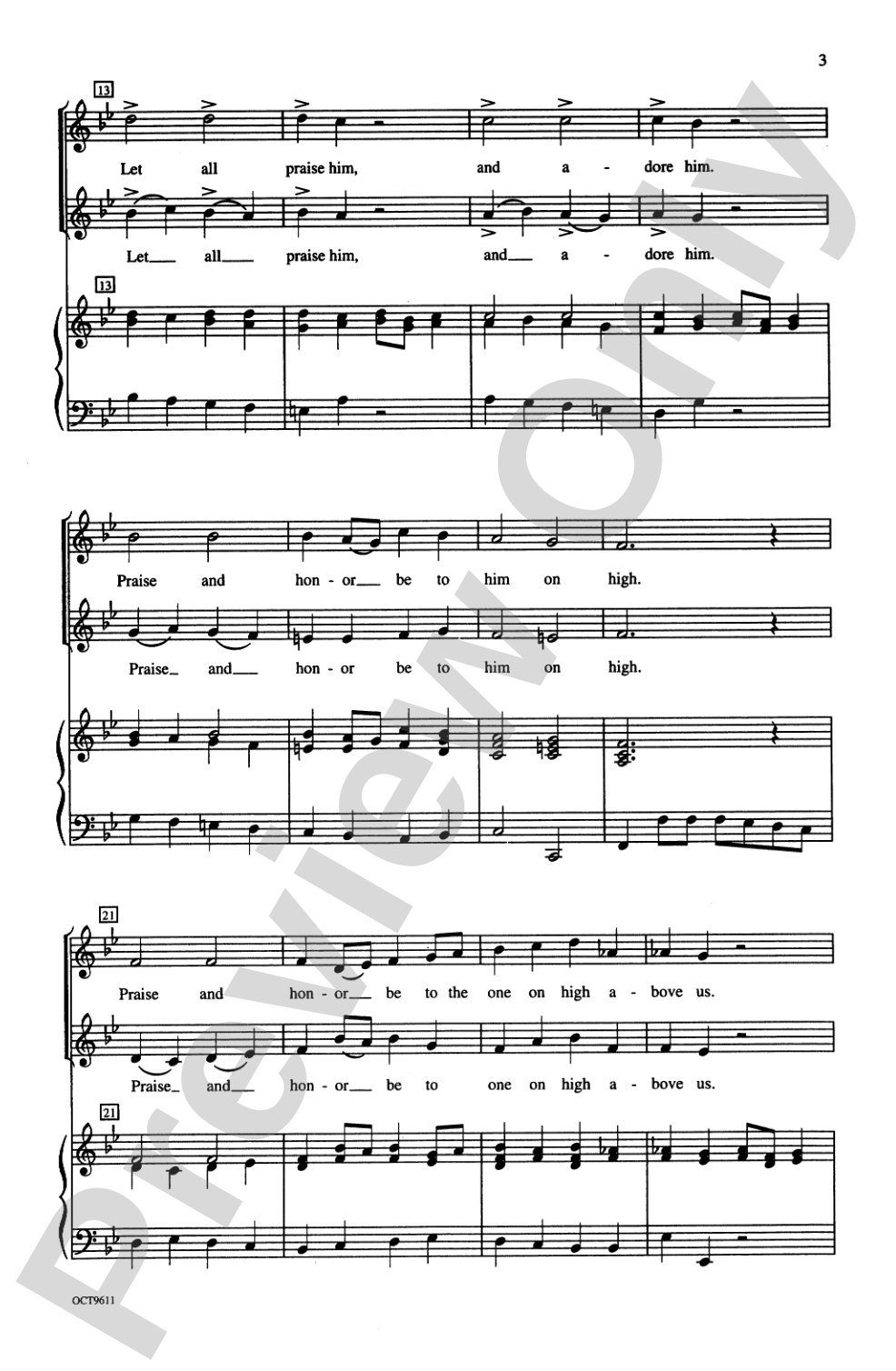 Praise and Honor: 2-Part Choral Octavo