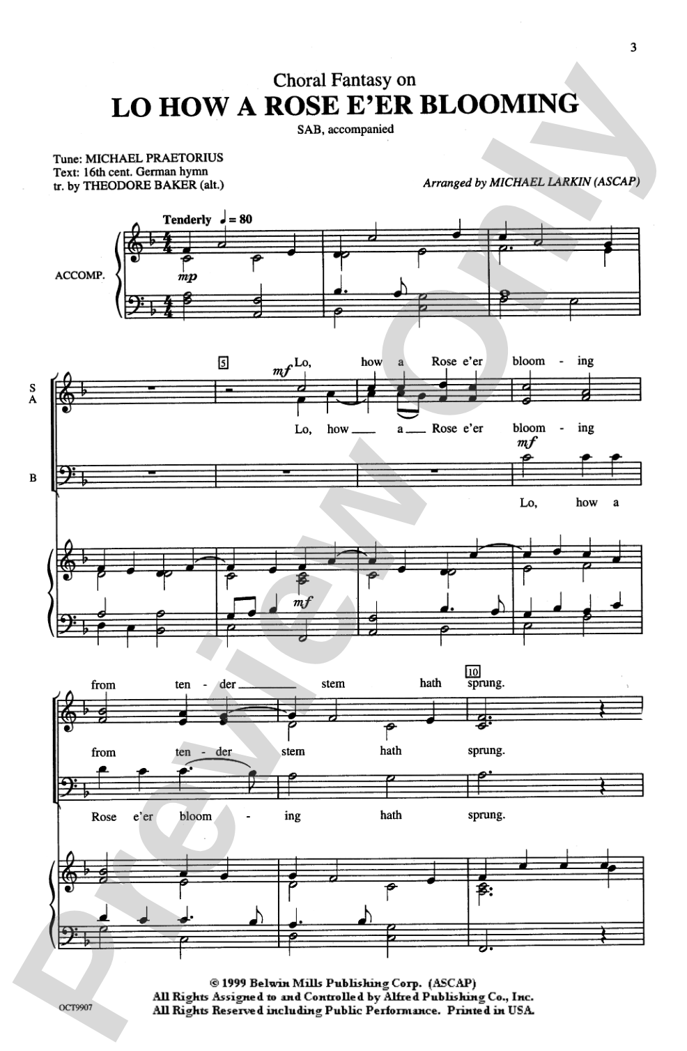 Lo How a Rose E'er Blooming, Choral Fantasy on: SAB Choral Octavo