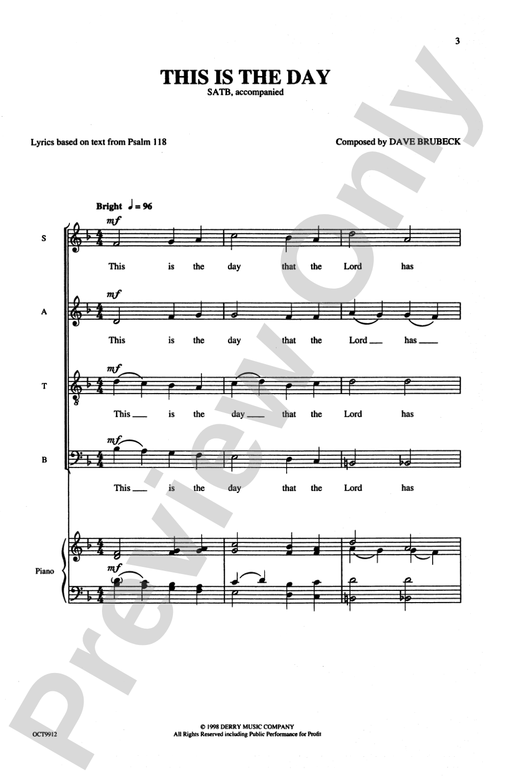 This Is the Day: SATB Choral Octavo