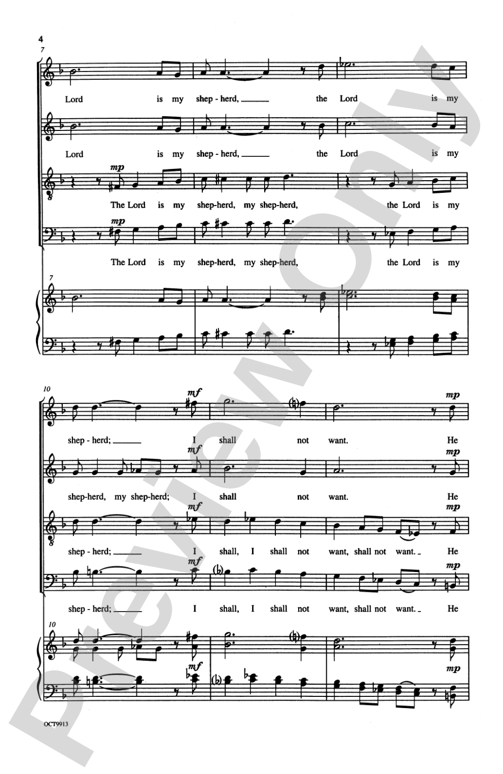 23rd Psalm: SATB Choral Octavo