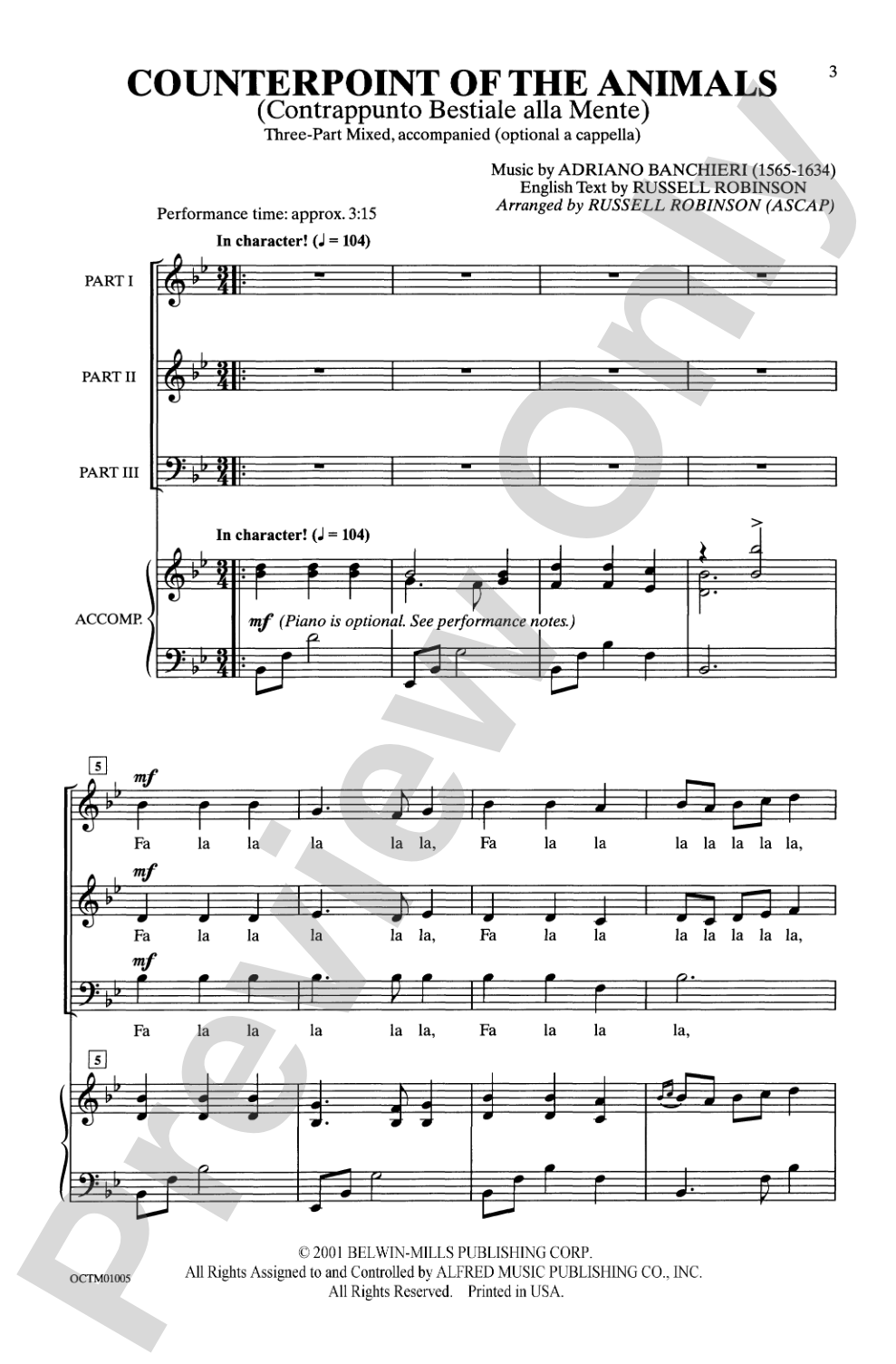 Counterpoint of the Animals: 3-Part Mixed (Opt. <I>a cappella</I>) Choral Octavo