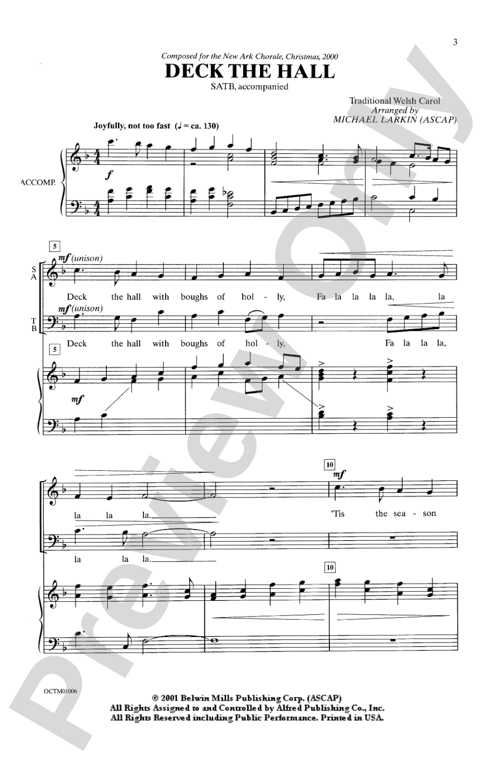 Deck the Hall: SATB Choral Octavo