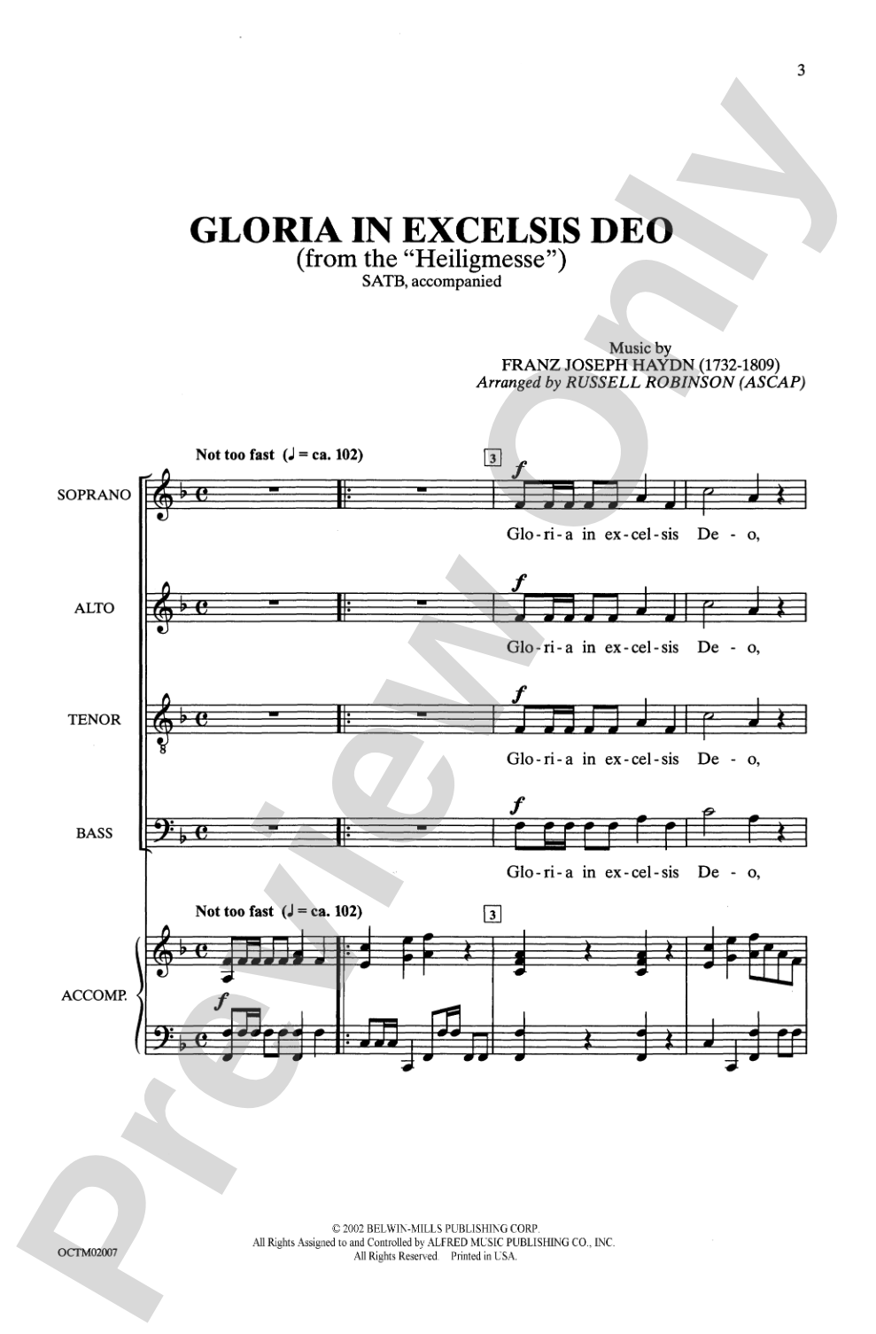 Gloria In Excelsis Deo: SATB Choral Octavo