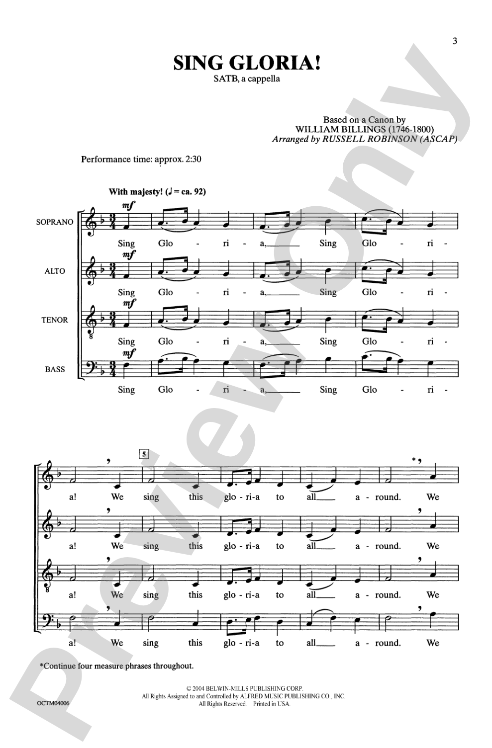 Sing Gloria!: SATB, <I>a cappella</I> Choral Octavo