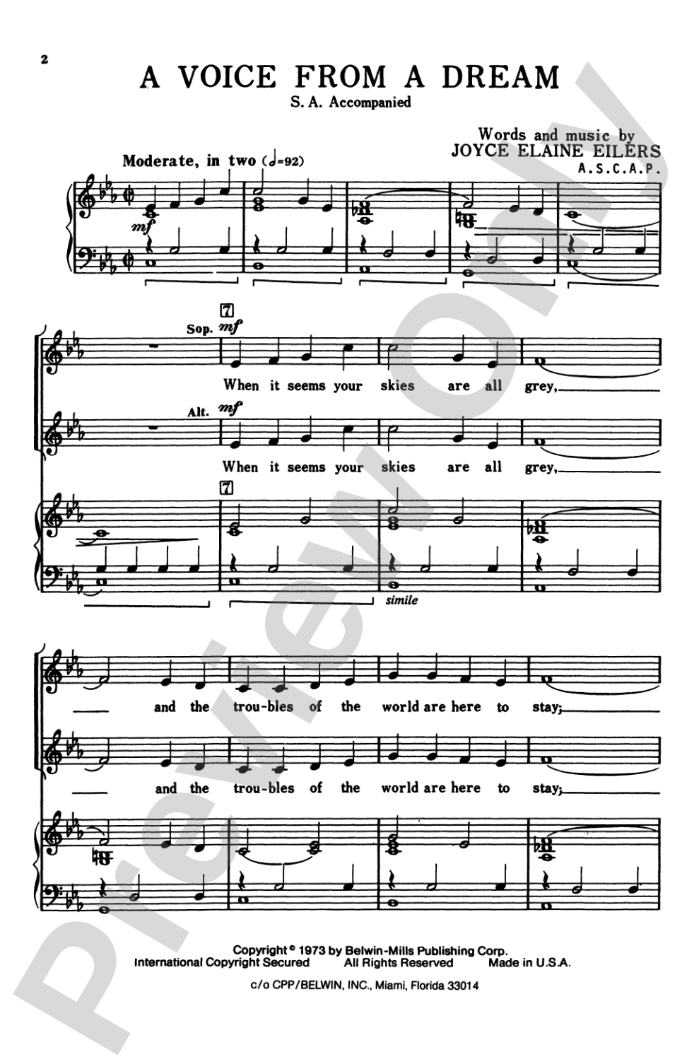 A Voice from a Dream: SA Choral Octavo