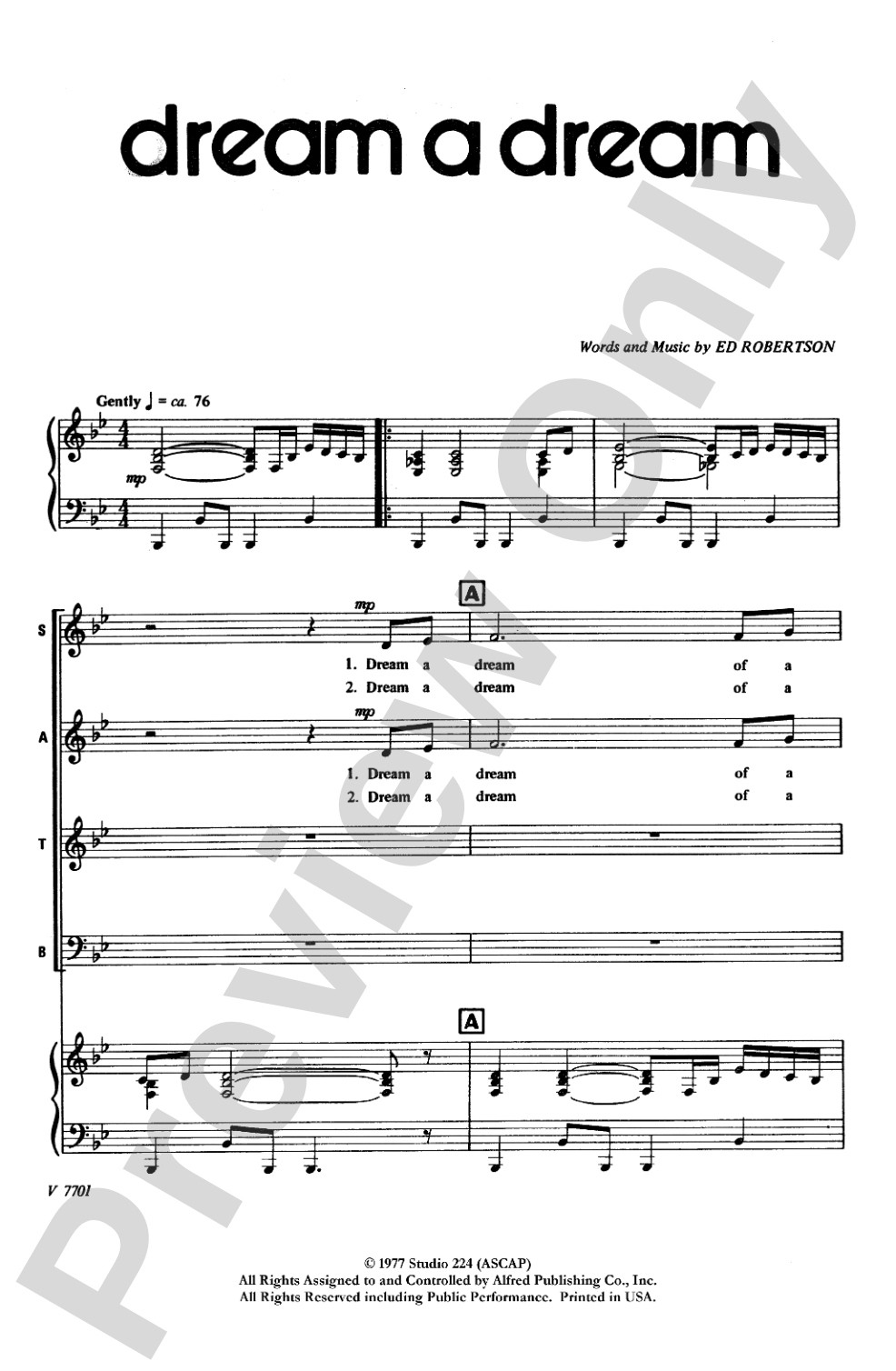 Dream a Dream: SATB Choral Octavo