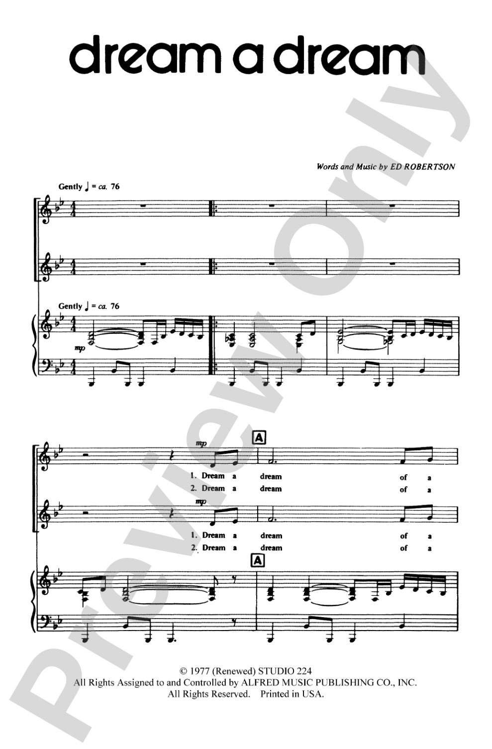 Dream a Dream: SA Choral Octavo