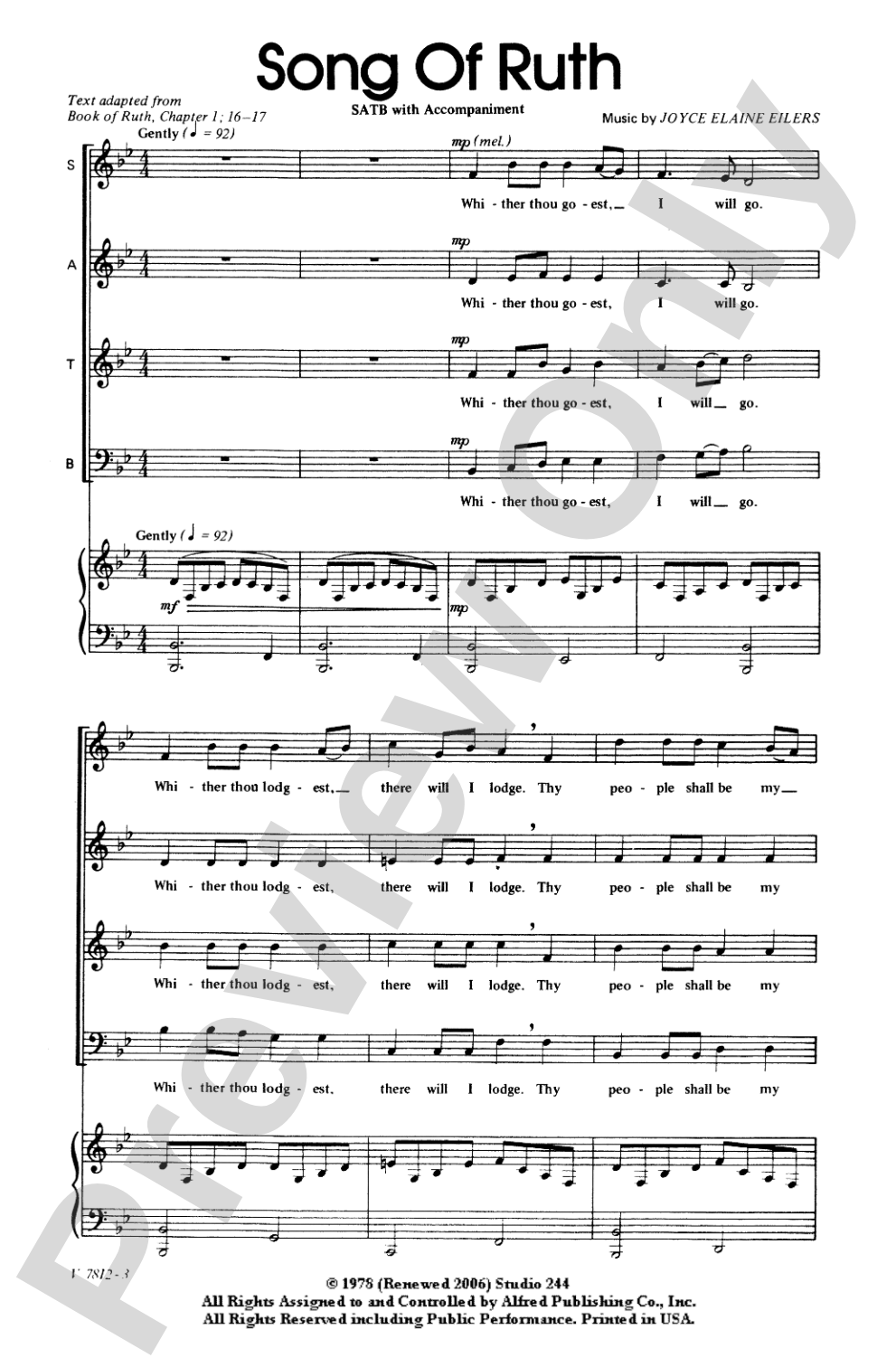 Song of Ruth: SATB Choral Octavo