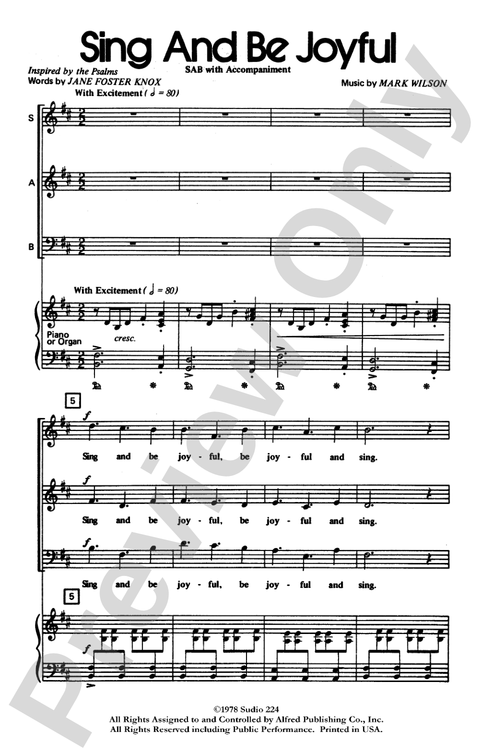 Sing and Be Joyful: SAB Choral Octavo