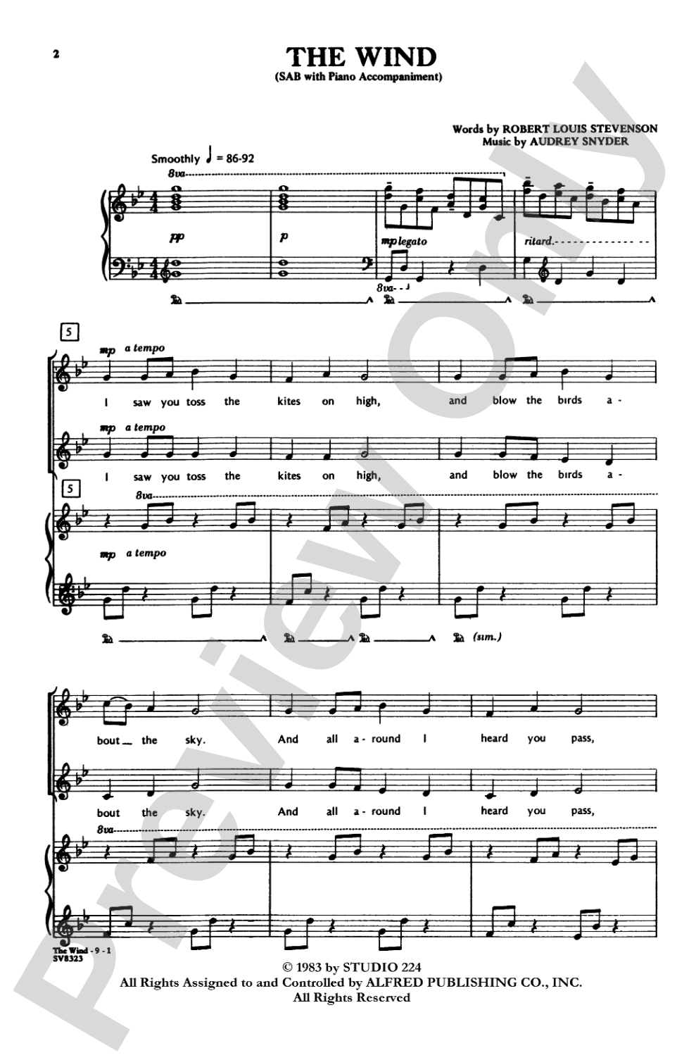 The Wind: SAB Choral Octavo