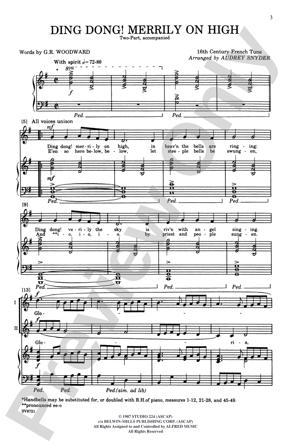 Ding! Dong! Merrily on High: 2-Part Choral Octavo