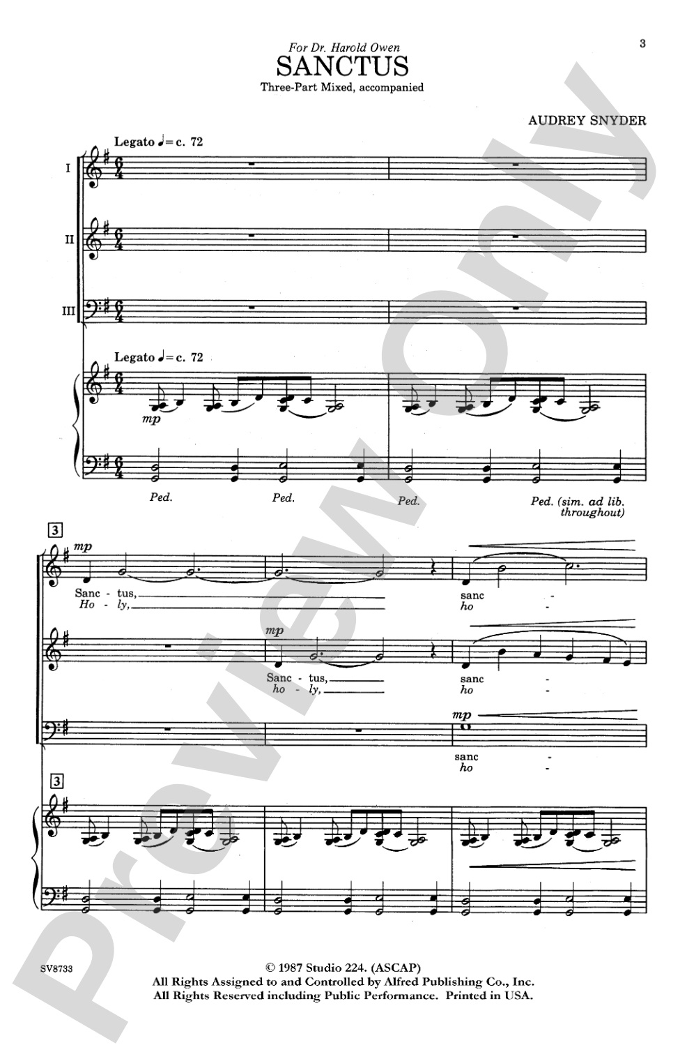 Sanctus: 3-Part Mixed Choral Octavo