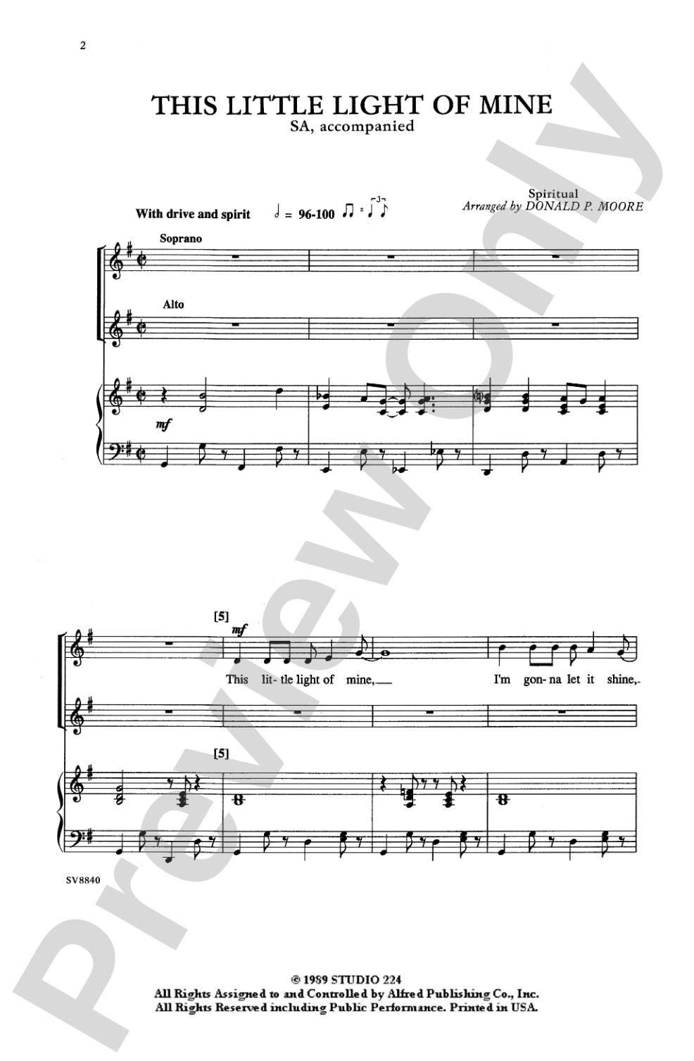 This Little Light of Mine: SA Choral Octavo