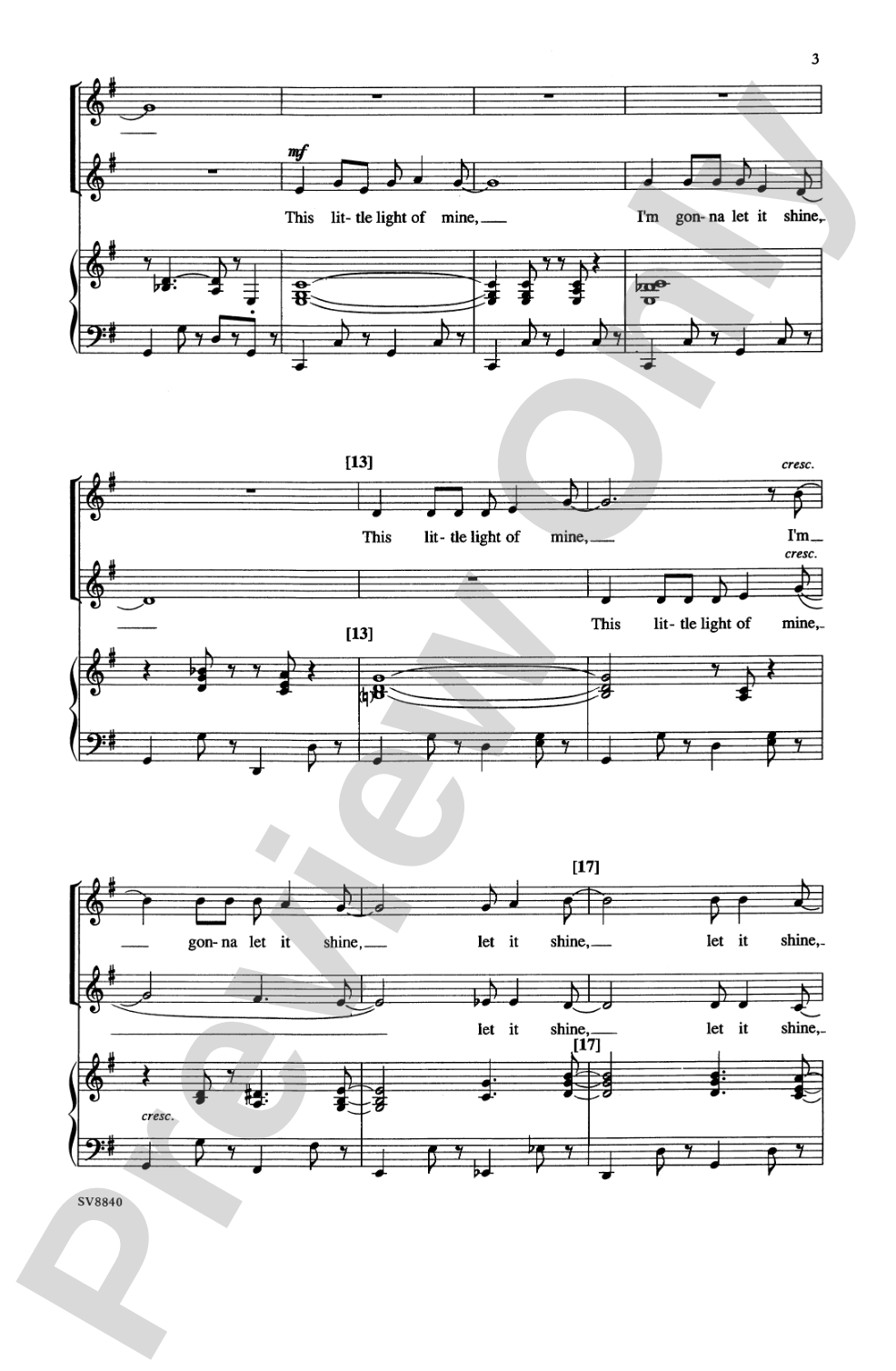 This Little Light of Mine: SA Choral Octavo