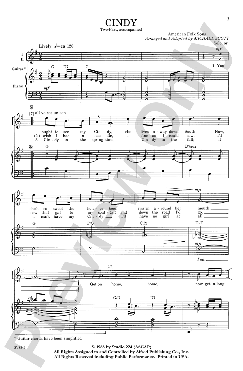 Cindy: 2-Part Choral Octavo