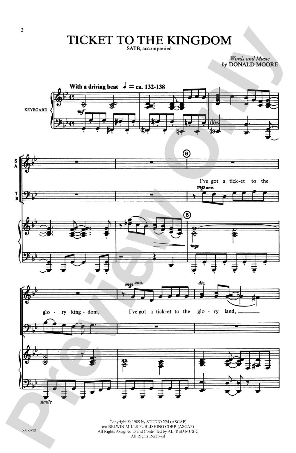 Ticket to the Kingdom: SATB Choral Octavo