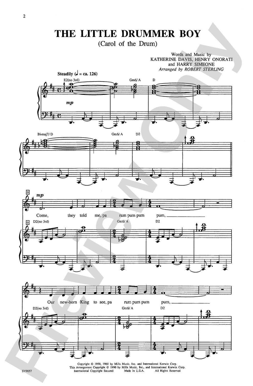 The Little Drummer Boy: Unison (Opt. 2-Part) Choral Octavo