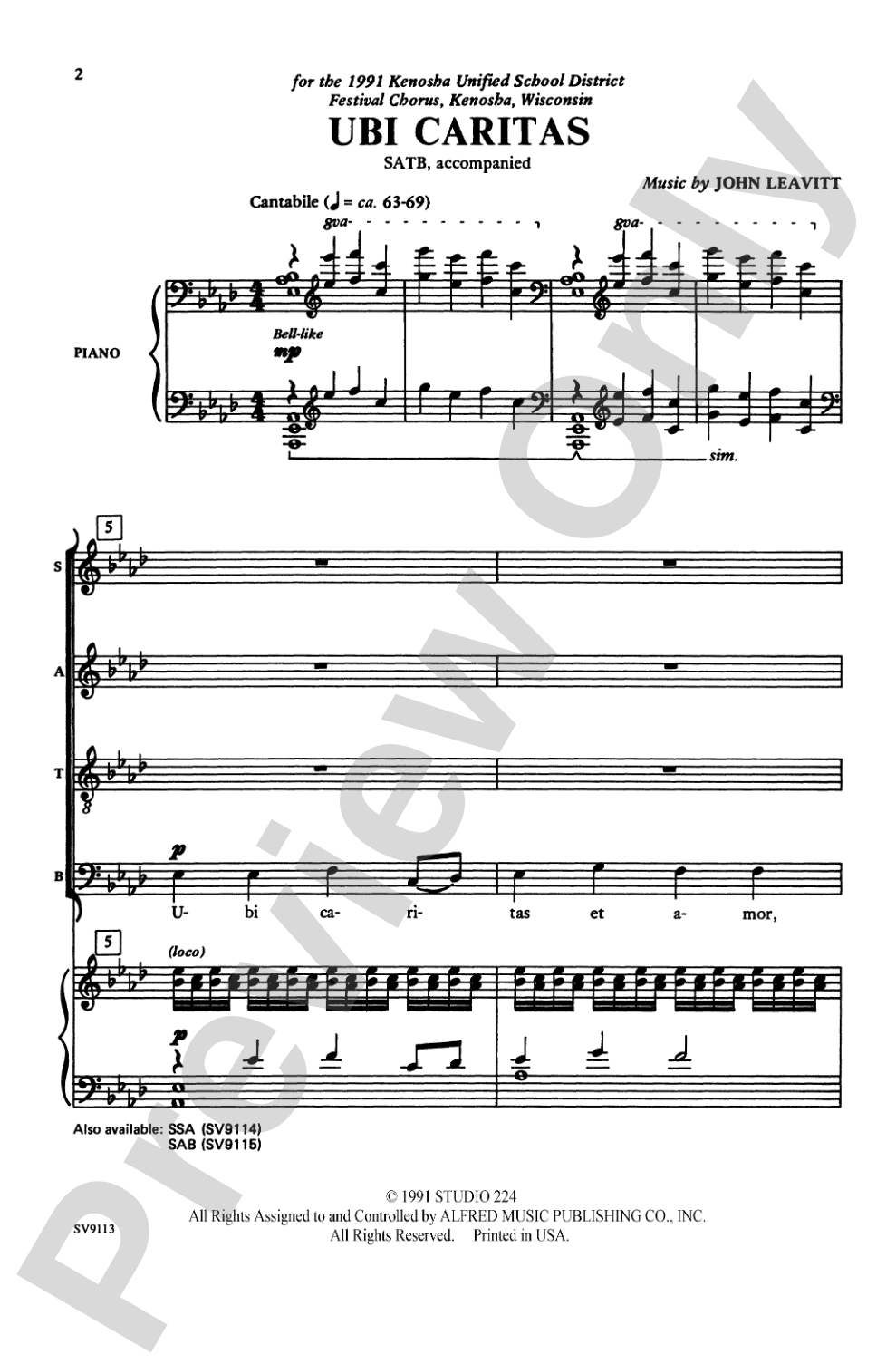 Ubi Caritas: SATB Choral Octavo