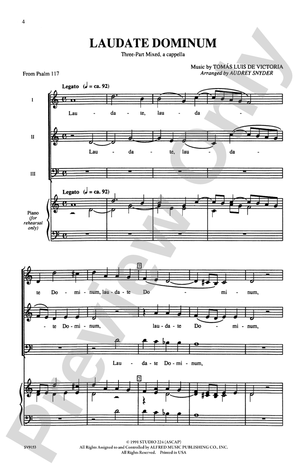 Laudate Dominum: 3-Part Mixed, <I>a cappella</I> Choral Octavo