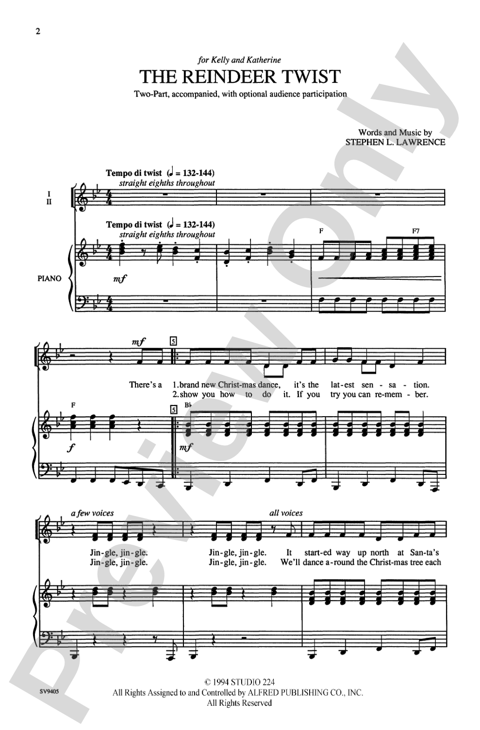 The Reindeer Twist: 2-Part (with Opt. Audience Participation) Choral Octavo