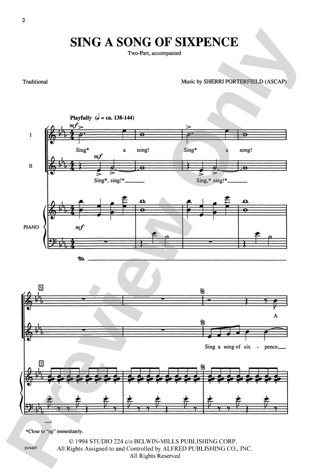 Sing a Song of Sixpence: 2-Part Choral Octavo