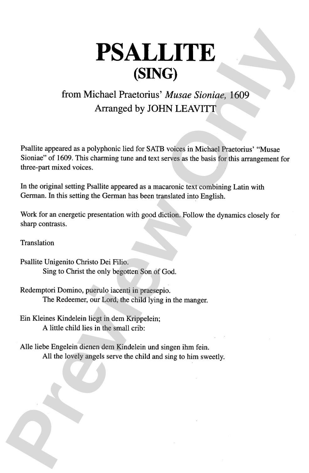 Psallite (Sing): 3-Part Mixed Choral Octavo