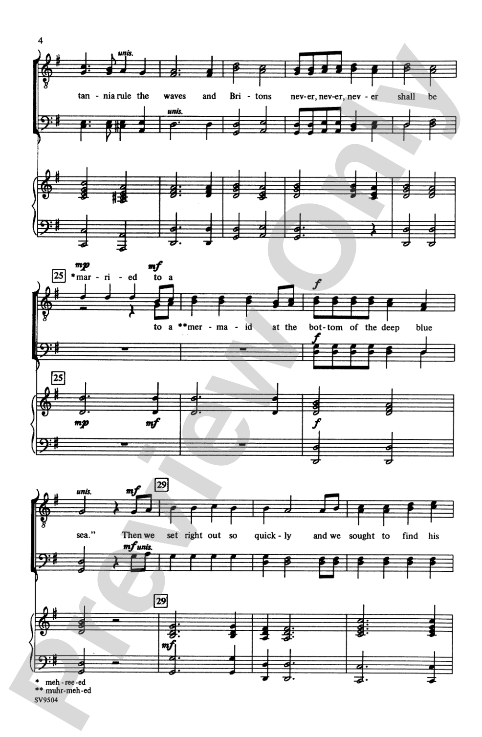 The Mermaid: TTBB Choral Octavo