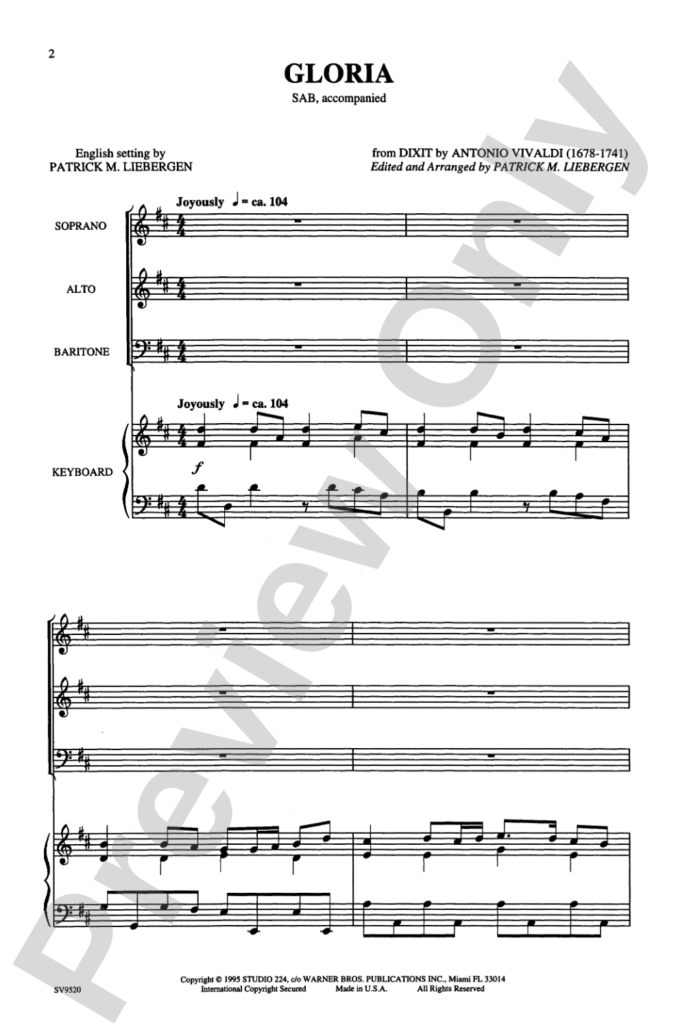 Gloria: SAB Choral Octavo