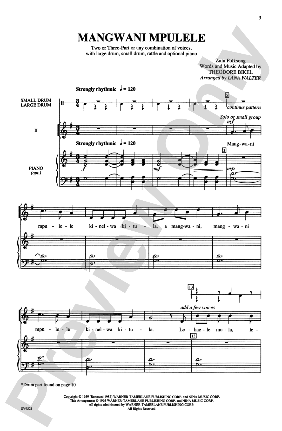 Mangwani Mpulele: 2 or 3-Part (any combination of voices) Choral Octavo
