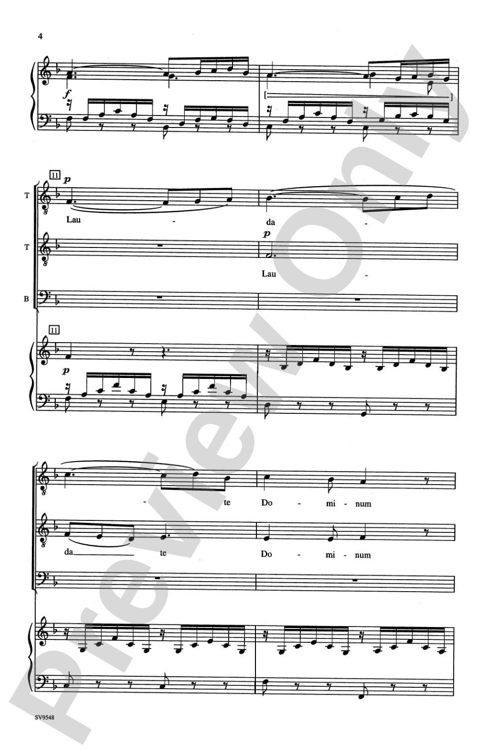 Laudate Dominum (from <I>Vesperae Solennes De Confessore,</I> K. 339): TTB Choral Octavo