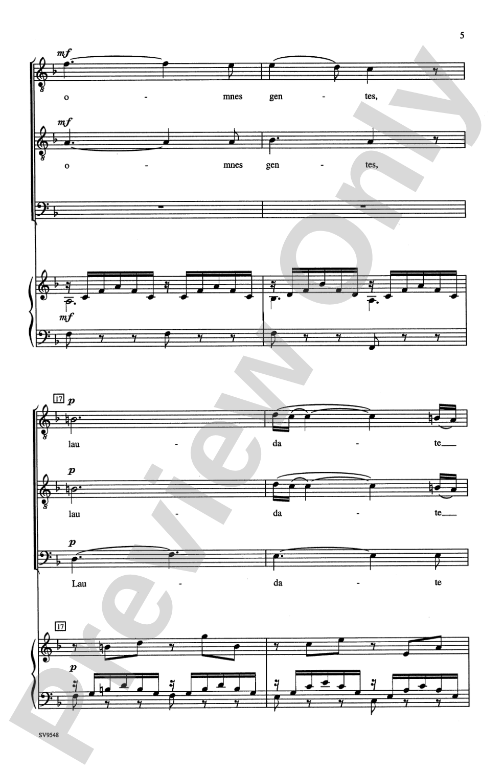 Laudate Dominum (from <I>Vesperae Solennes De Confessore,</I> K. 339): TTB Choral Octavo