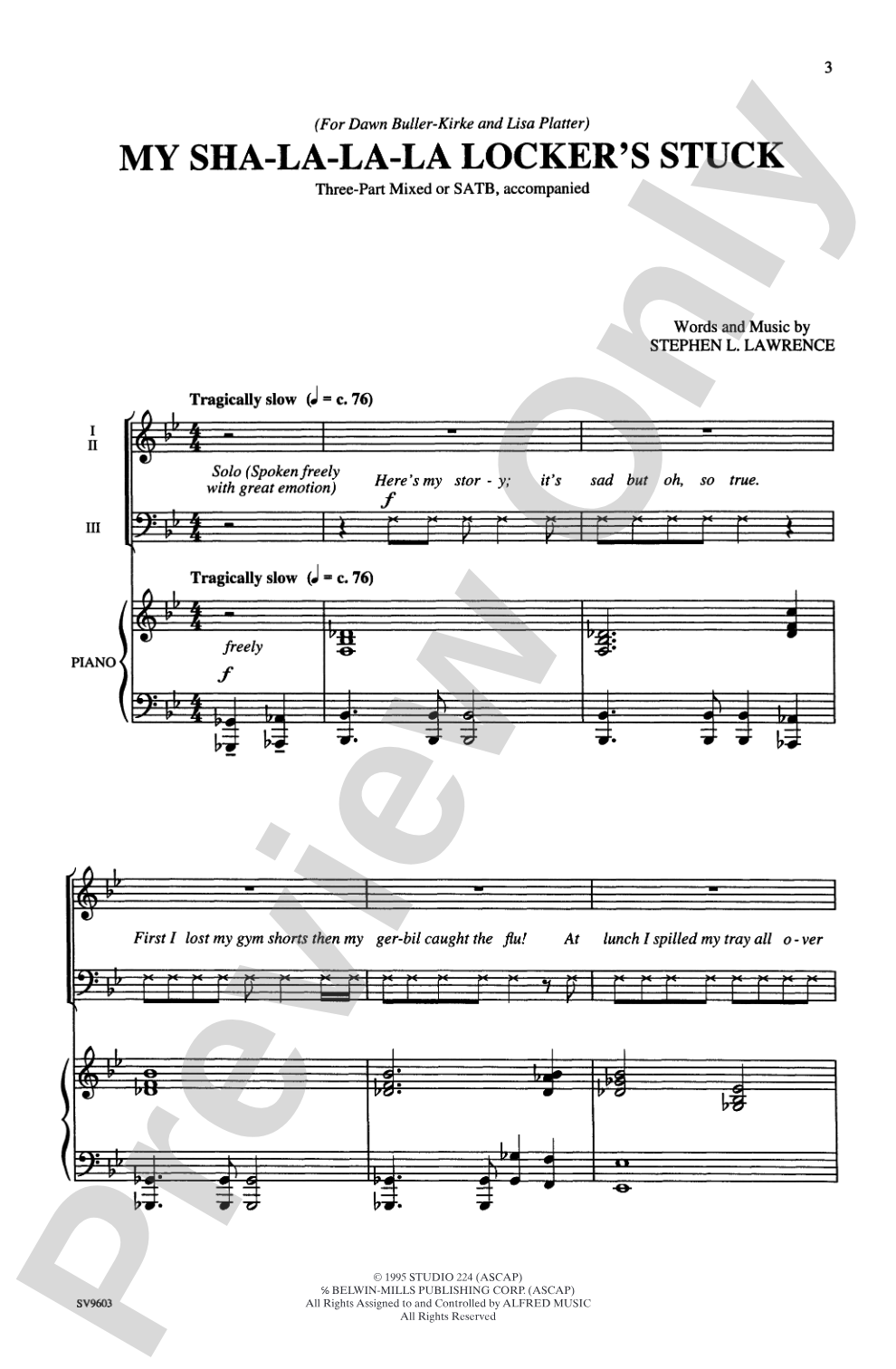 My Sha-la-la-la Locker's Stuck: 3-Part Mixed or SATB Choral Octavo